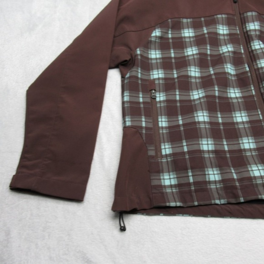 Dickies Storm Jacket Women 2XL Brown Plaid Hooded Full Zip Fleece Line Softshell - Picture 7 of 15